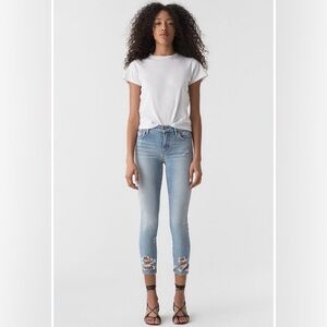 AGOLDE Sophie Crop Jean With Chewed Hem and Waistband Size 24 Distressed